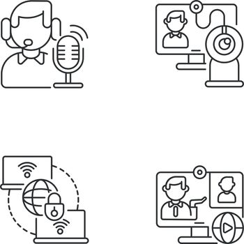 Web conference linear icons set