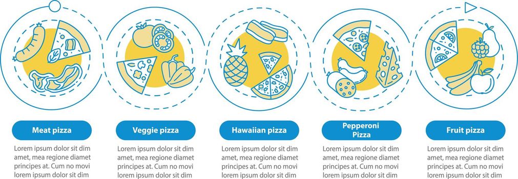 Top pizza types vector infographic template