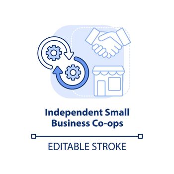 Independent small business co-ops light blue concept icon