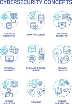 Cybersecurity concept icons set