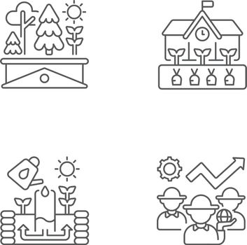 Community farming linear icons set