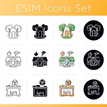 Temporary safe residence icons set