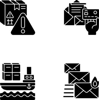 Delivery service black glyph icons set on white space
