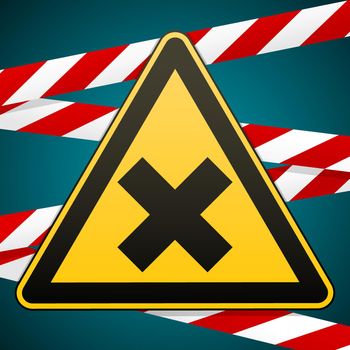 Safety sign. Caution - danger Harmful to health allergic irritant substances. Barrier tape. Vector illustrations.