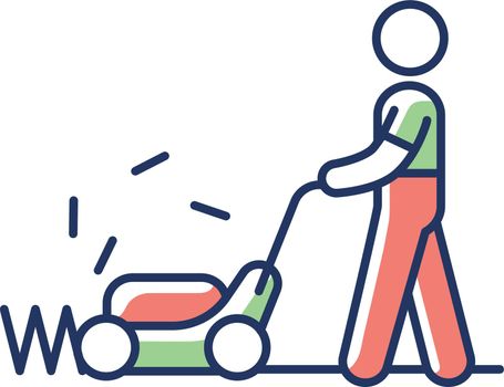 Lawn mower RGB color icon