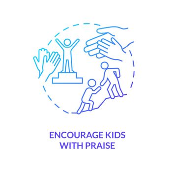 Encourage kids with praise blue gradient concept icon