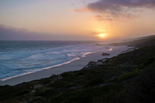 Sunset at De Hoop Nature reserve South Africa Western Cape, Most beautiful beach of south africa with the white dunes at the de hoop nature reserve which is part of the garden route
