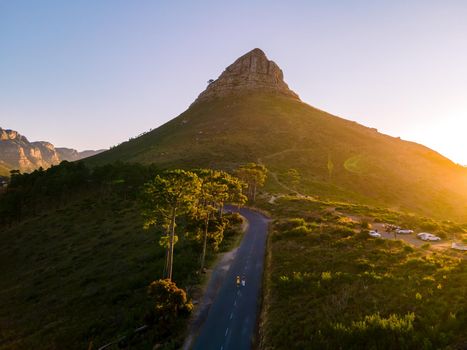sunset at Signal Hill Cape Town South Africa, sunset with a view at Lions Head and Camps Bay