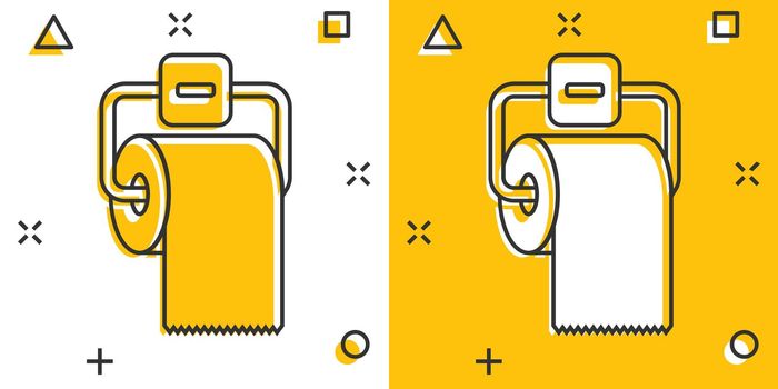 Toilet paper icon in comic style. Clean cartoon vector illustration on isolated background. WC restroom splash effect sign business concept.