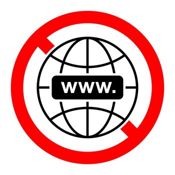 Internet connection ban icon. Internet is prohibited. No internet connection.
