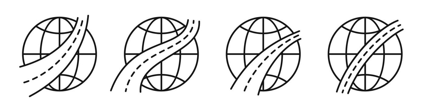 Globe and road icon. Vector illustration. Travel conceptual icon.