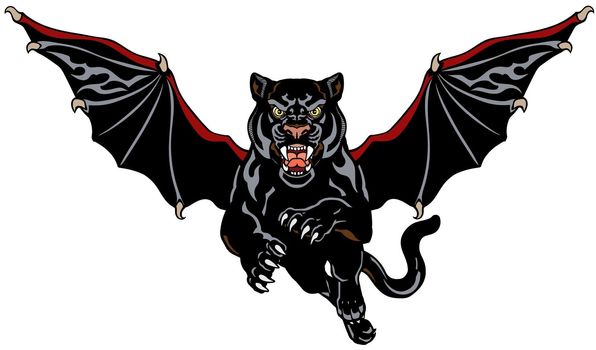 Panther with bat-like wings. Mythological creature