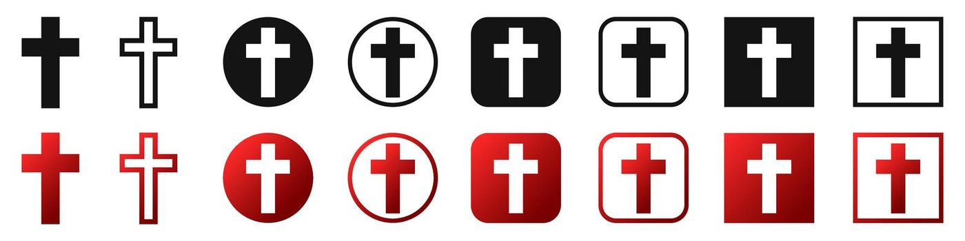 Christian cross icons set. Christian cross sign. Vector illustration.