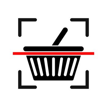 Shopping basket scan icon. Electronic commerce concept. Online shopping icon.