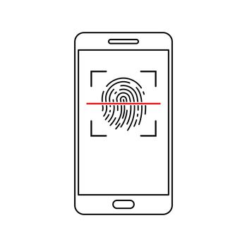 Smartphone unlocking icon. Fingerprint scan icon. Vector illustration.