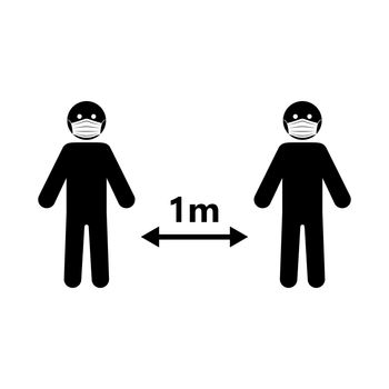 Social distance 1 meter. Vector illustration. Keep a safe distance