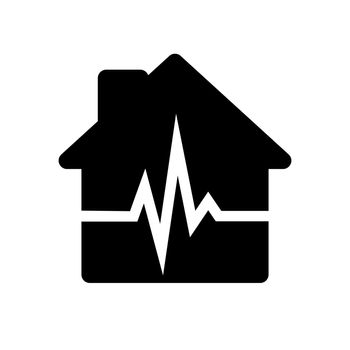 House icon with heartbeat sign. Vector illustration. Heartbeat icon