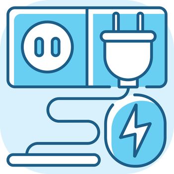 Charging socket blue RGB color icon