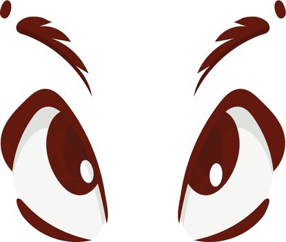 Cartoon woman eyes and eyebrows with lashes. Isolated vector illustration.