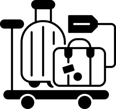 Baggage car black linear icon