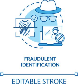 Fraudulent identification concept icon