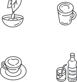Beverages linear icons set