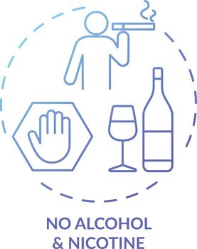 No alcohol and nicotine blue gradient concept icon