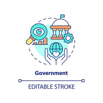 Government concept icon. Big data application abstract idea thin line illustration. Improving public-sector work. Isolated outline drawing. Editable stroke. Arial, Myriad Pro-Bold fonts used