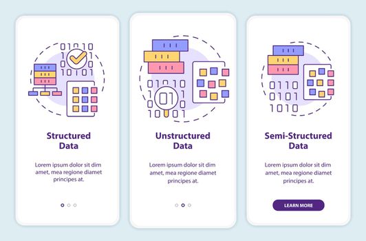 Types of big data onboarding mobile app screen