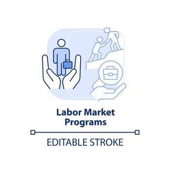Labor market programs light blue concept icon