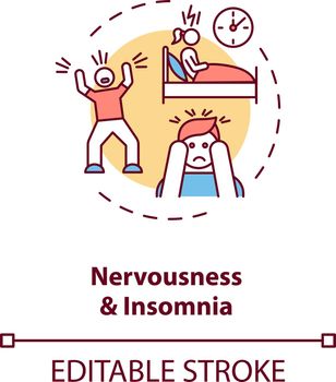 Nervousness and insomnia concept icon