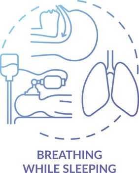 Breathing while sleeping blue gradient concept icon