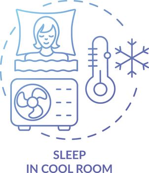 Sleep in cool room blue gradient concept icon