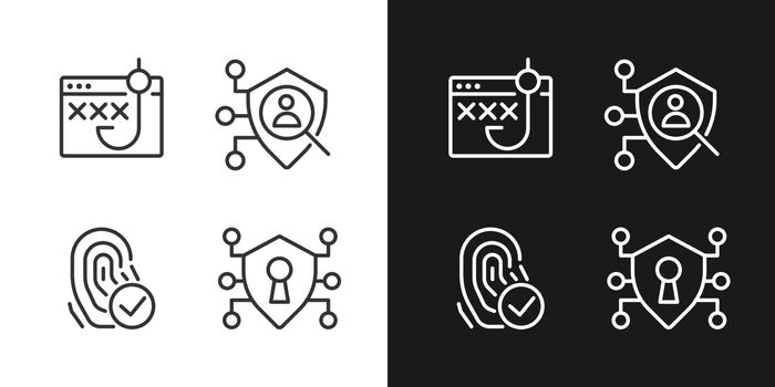 Data security and protection pixel perfect linear icons set for dark, light mode
