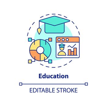 Education concept icon. Big data application abstract idea thin line illustration. Improving academic performance. Isolated outline drawing. Editable stroke. Arial, Myriad Pro-Bold fonts used