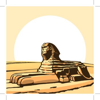 Sphinx. Ancient statue. A colossal ancient Egyptian stone structure. Vector Image.