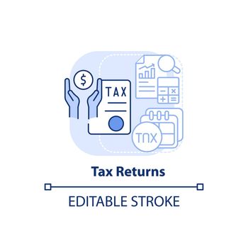 Tax returns light blue concept icon