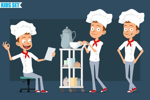 Cartoon flat chef cook boy character vector set