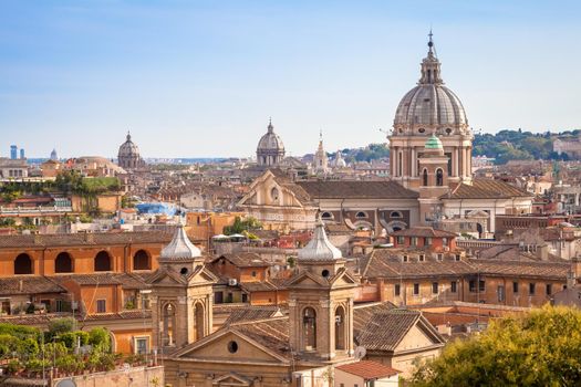 Rome cityscape with blue sky and clouds, Italy 