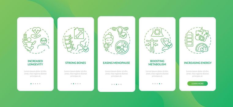 Vegetarianism pros onboarding mobile app page screen with concepts