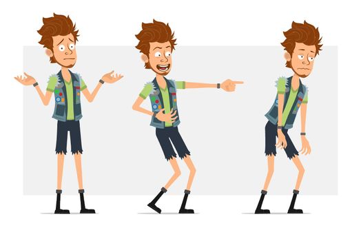 Cartoon flat hipster boy character vector set