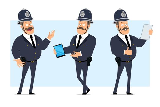 Cartoon flat funny fat british policeman character