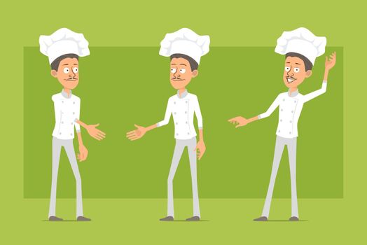 Cartoon flat chef cook man character vector set