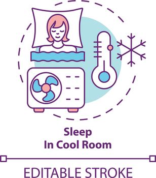 Sleep in cool room concept icon