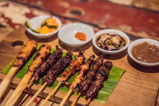 Different kinds of satay dinner Indonesian food