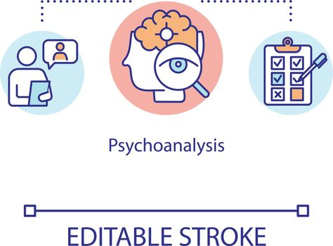 Psychoanalysis concept icon. Psychological assistance, psychotherapy idea thin line illustration. Mental problems and diseases treatment. Vector isolated outline RGB color drawing. Editable stroke