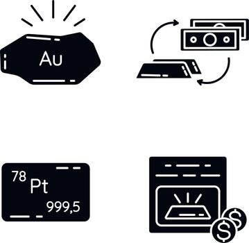 Income from metal trade black glyph icons set on white space