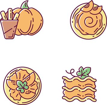 Gourd recipes RGB color icons set