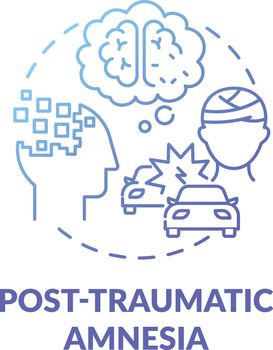 Post traumatic amnesia blue gradient concept icon
