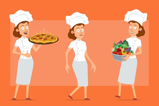 Cartoon flat chef cook woman character vector set